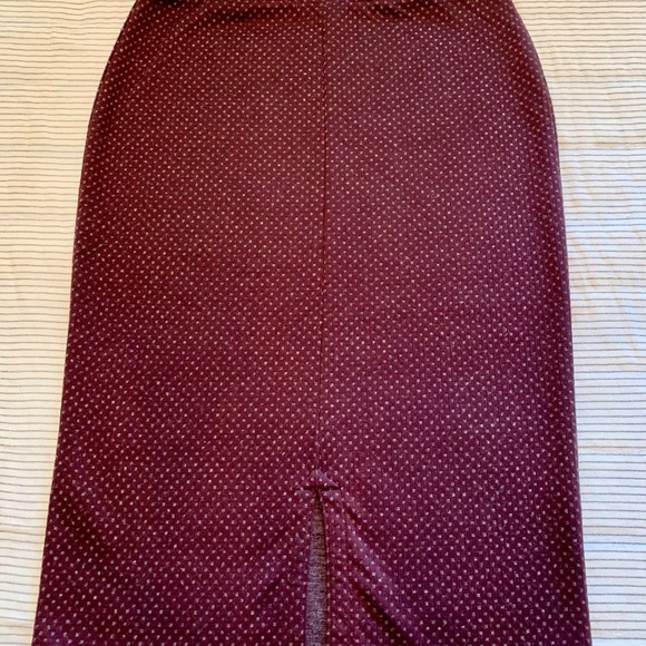 Free People Pencil Skirt Burgundy Polka Dot Knit in Size Large - Picture 5 of 6